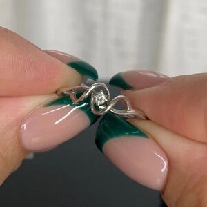 Size 7 Sterling Silver Infinity Knot Diamond Ring